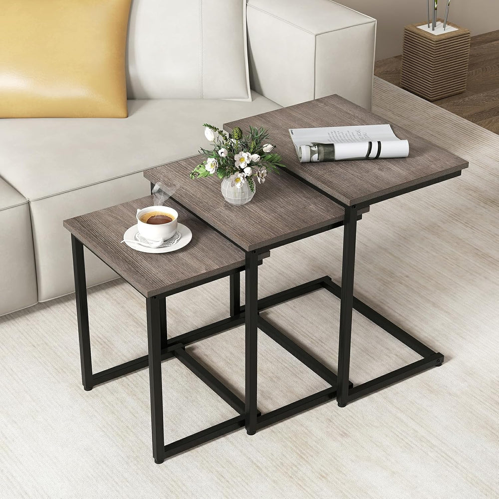 GOFLAME Nesting Coffee Tables Set of 3, Rectangular Nesting Center Table with...