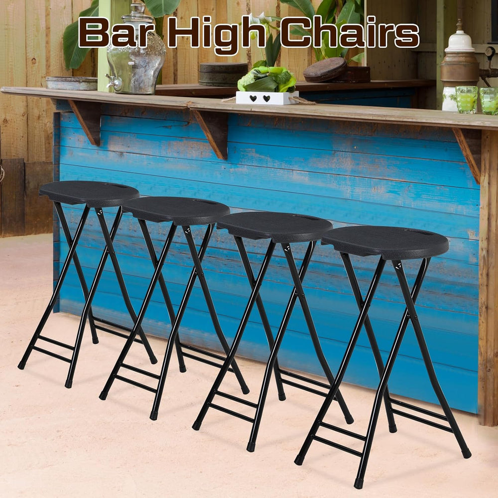 Suzile 2 Pcs Tall Folding Chair Portable Plastic Stool Chair Heavy Duty Folda...