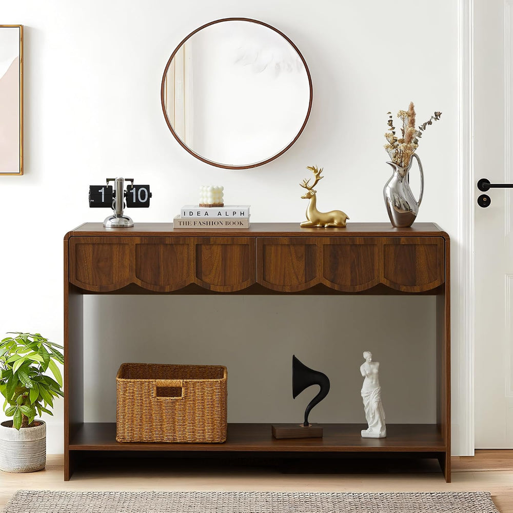 ORRD Console Table with Drawers, Mid-Century 43 Inches Narrow Entryway Tables...
