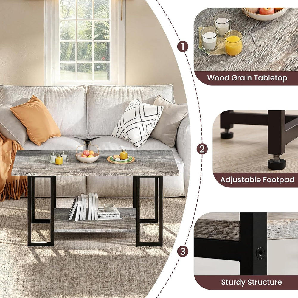 AWQM Coffee Table Set of 3, Modern Wood Living Room Table Set, Gray