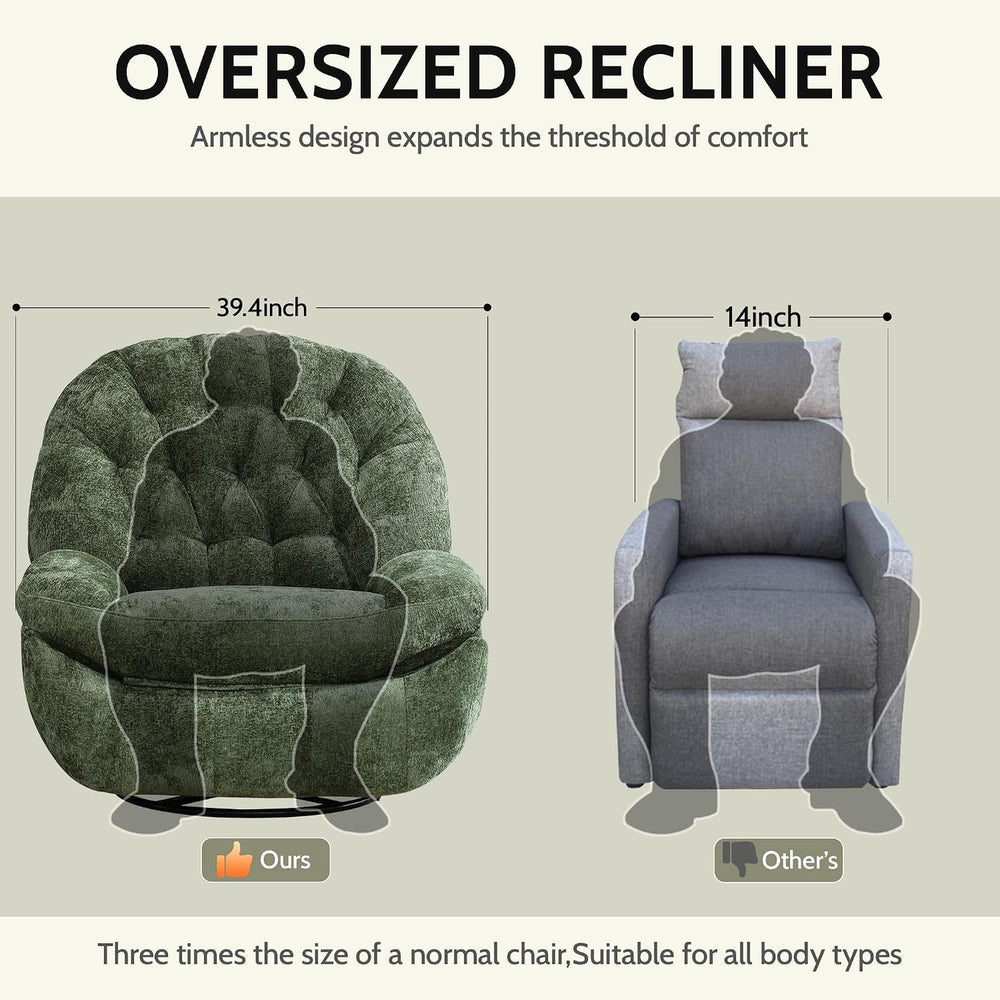 Swivel Rocker Recliner, Oversized Rocking Chair with Phone Holder