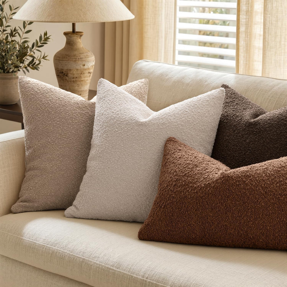 MIULEE 26x26 Decorative Euro Sham Boucle Couch Pillow Covers Brown