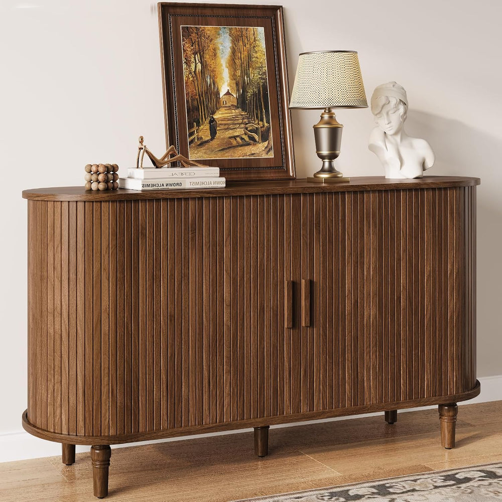 55" Sideboard Buffet Cabinet with Storage - Fluted Credenza Storage Cabinet