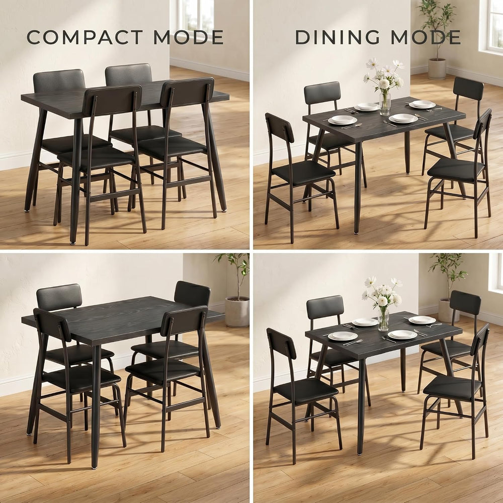 Gizoon Dining Table Set for 4, Modern Kitchen Table with Chairs, Black | Wood...