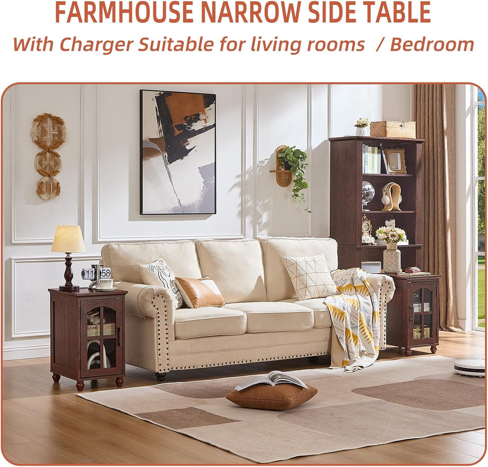 RWYHG End Table Set 2 with Charger, 18'' Nightstand and 24" Side...