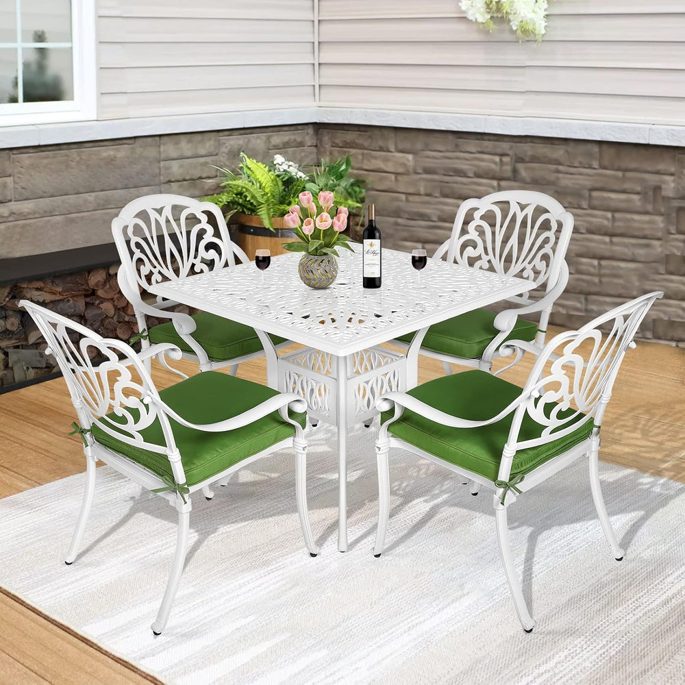 MEETWARM 5-Piece Outdoor Patio Dining Set, All-Weather Cast Aluminum Patio Co...