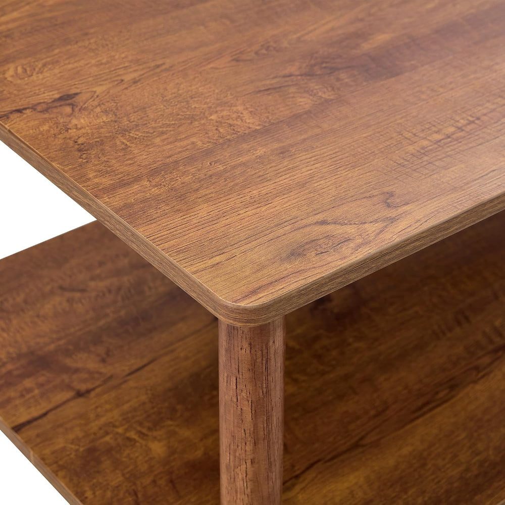 Modern Double-Layer Living Room Coffee Table, Rectangular Center Table with O...