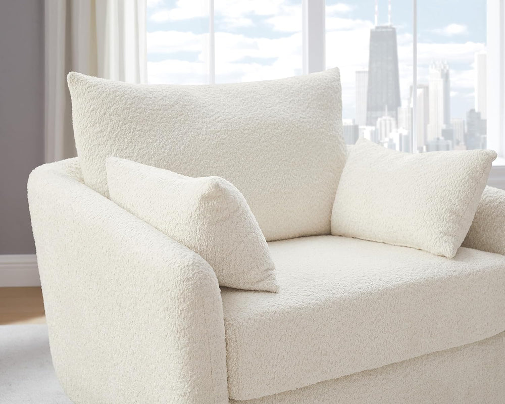 360° Swivel Accent Armchair Set of 2, 39.3" Oversized, Sherpa Boucle Fab...