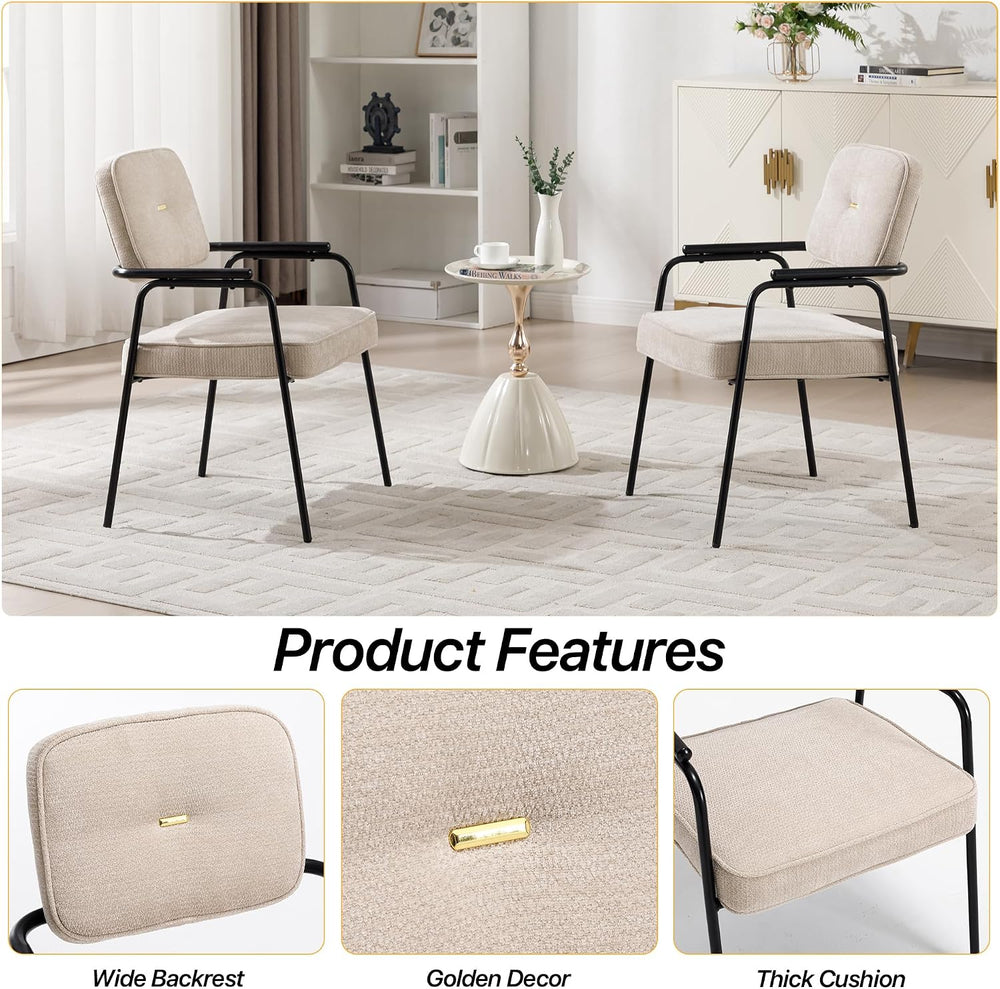 HENGJIANYI Accent Chair Dining Chair Set of 2, Chenille Upholstered Armchair ...