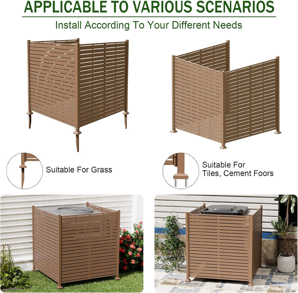 3 Panels Outdoor Air Conditioner Fence, 48" W X 51" H No-Dig Outdoo...