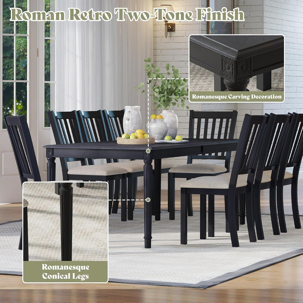 AMERLIFE 79 Inch Farmhouse Dining Table for 6 to 8, Large Rectangular Solid W...