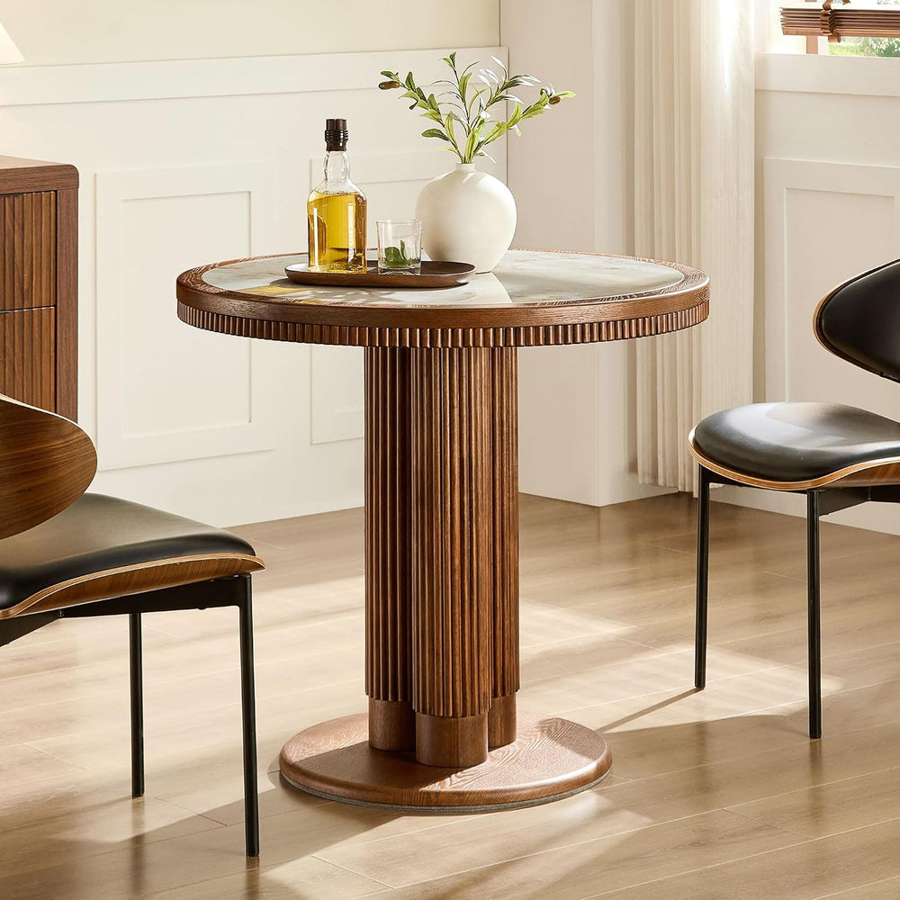 33.07 inch Mid-Century Round Dining Table for 2-4 People, 9mm Sintered Stone ...