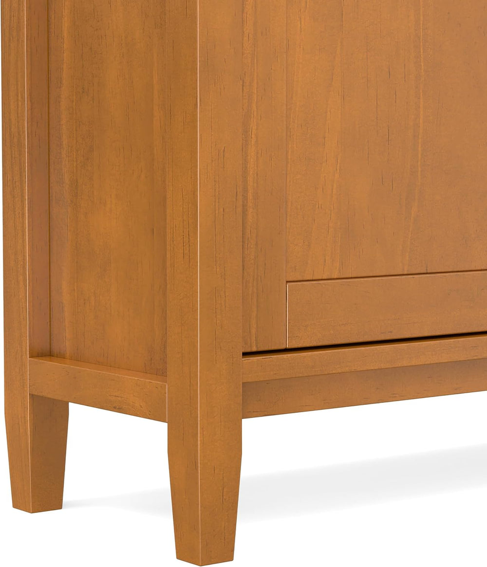 SIMPLIHOME Warm Shaker 36" Solid Wood Cabinet in Light Golden Brown