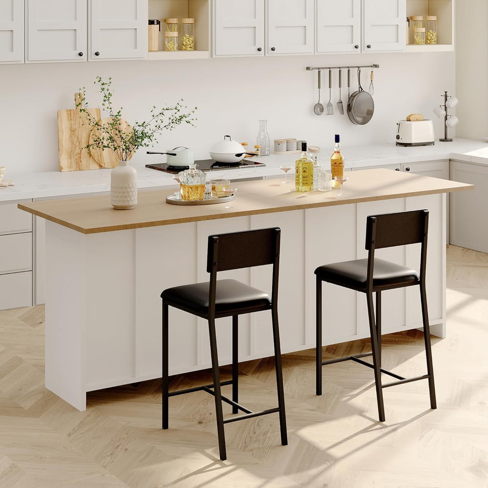 IDEALHOUSE Dining Chairs Set of 2 Upholstered PU Dining Chairs Curved Backres...