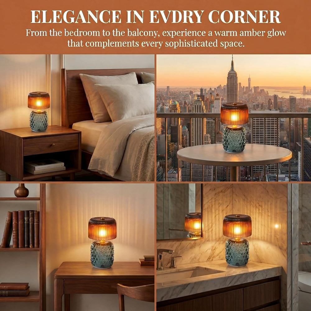 Battery Operated Table Lamp with Timer, Cordless Glass LED Night Light, Decor...