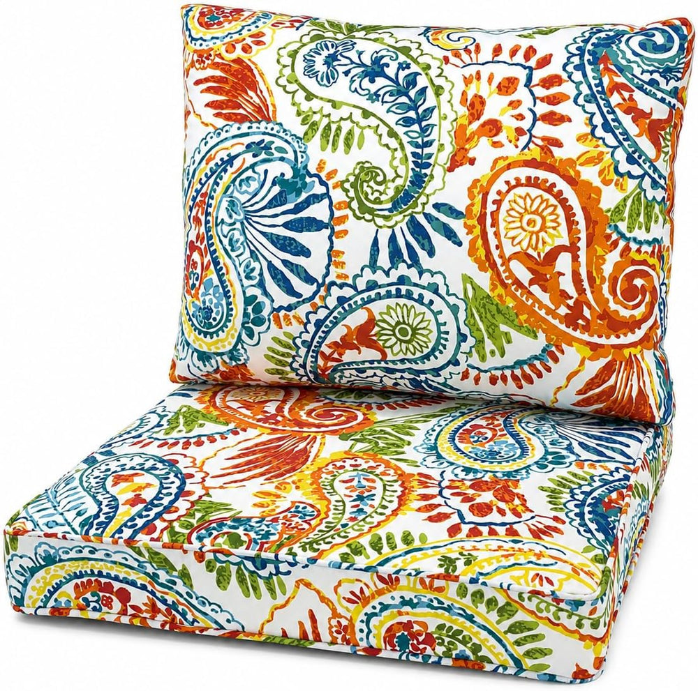 Outdoor Patio Seat/Back Chair Cushion Set 22"x22" Waterproof Fade-R...