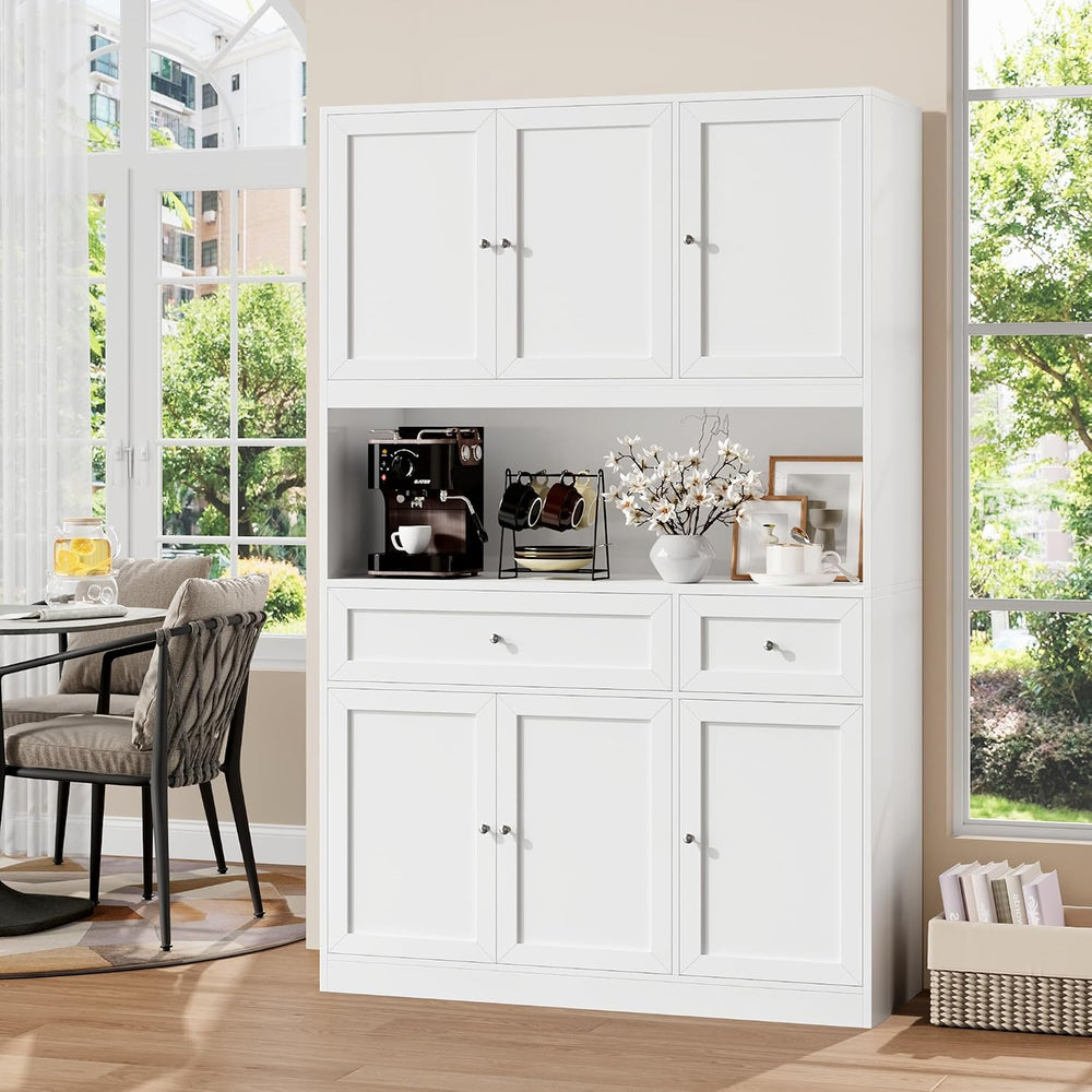 BOTLOG 72" Kitchen Pantry Cabinet, Kitchen Hutch with Microwave Stand, B...