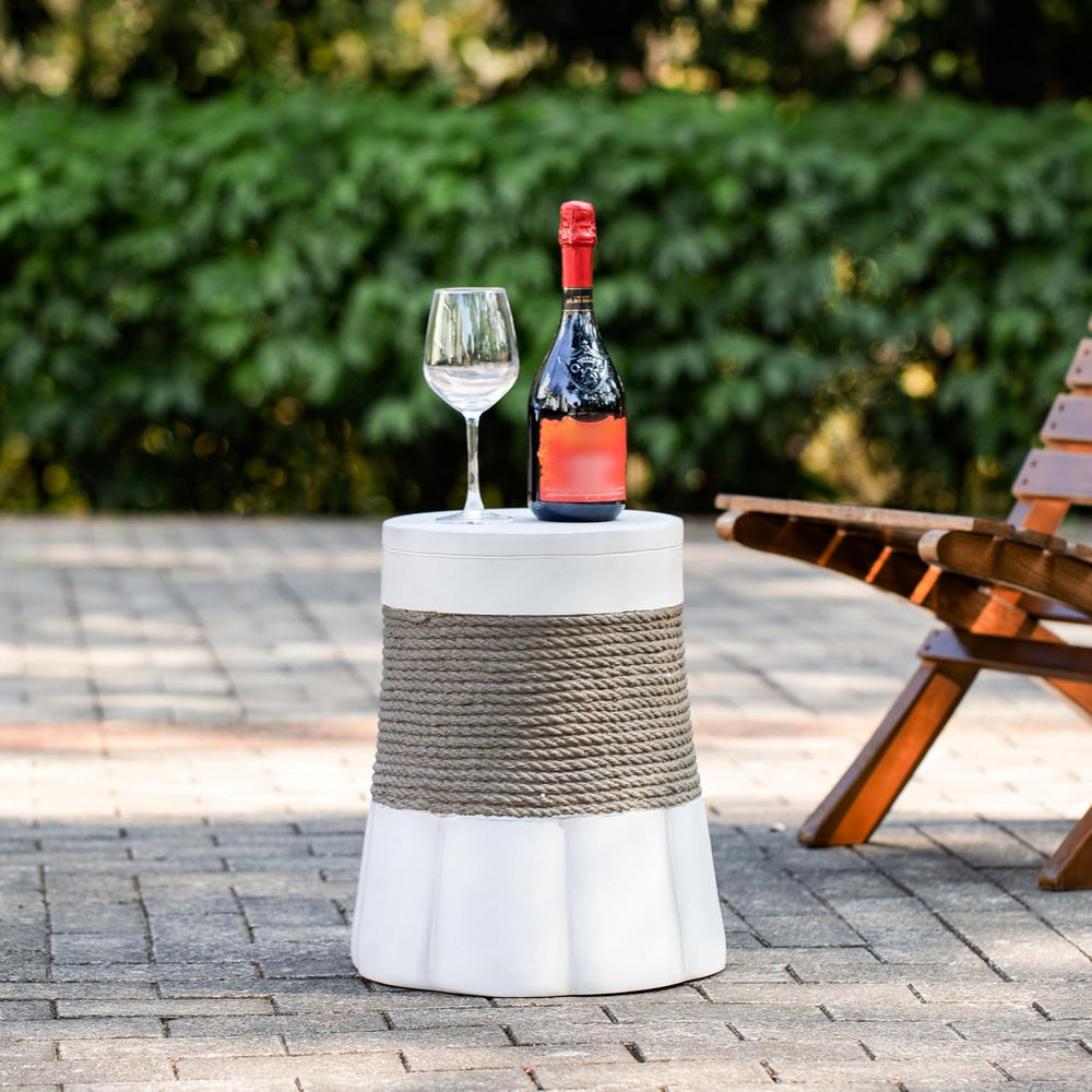 JIJIWANG 16.93" H Outdoor Stone Side Tables for Patio, Moden Coffee Tabl...