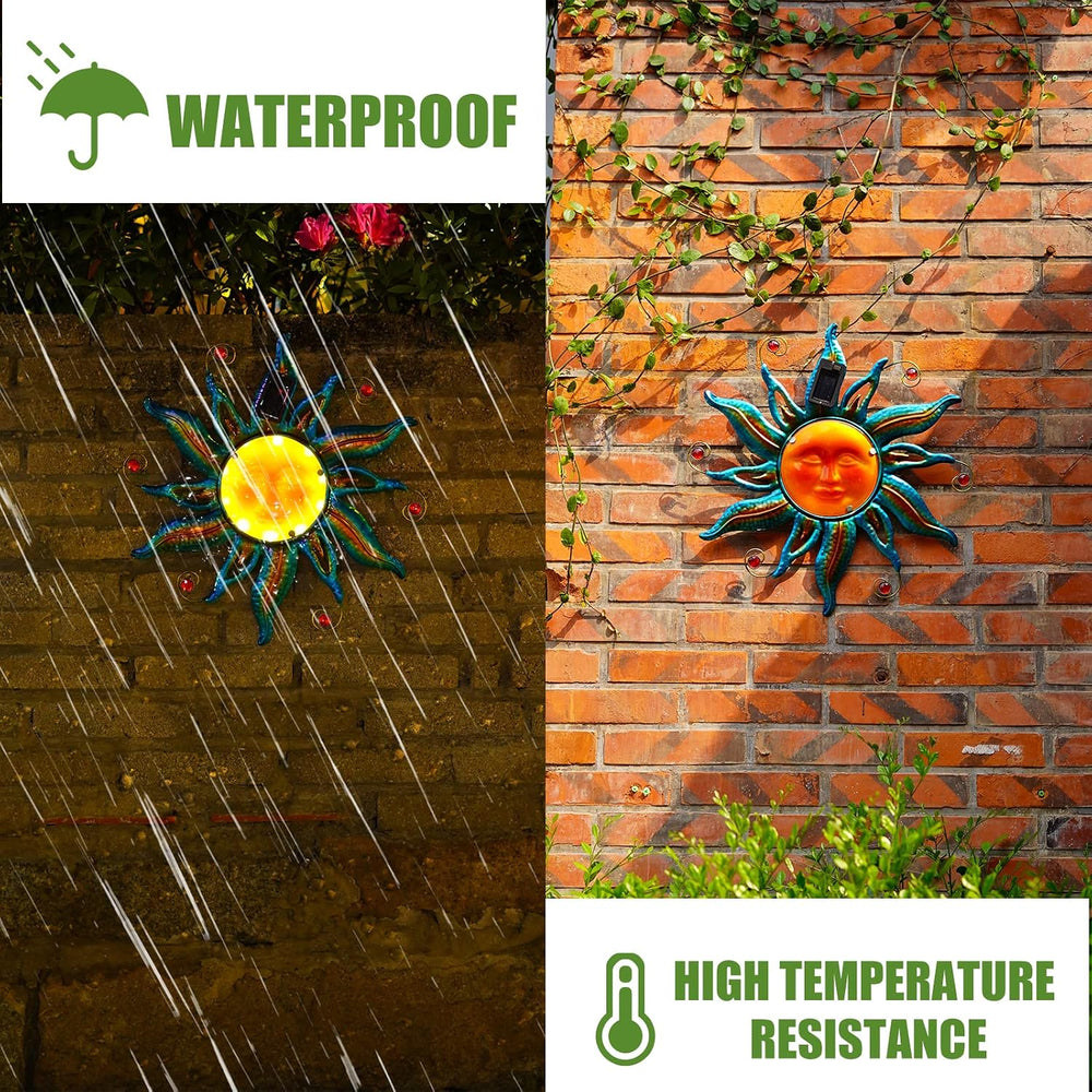 18 "Solar Metal Sun Face Wall Hanging Fence Garden Outdoor Art