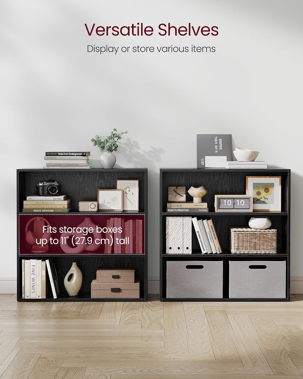 VASAGLE 3-Tier Bookshelf, Storage Organizer, 31.5 x 9.5 x 32 Inches