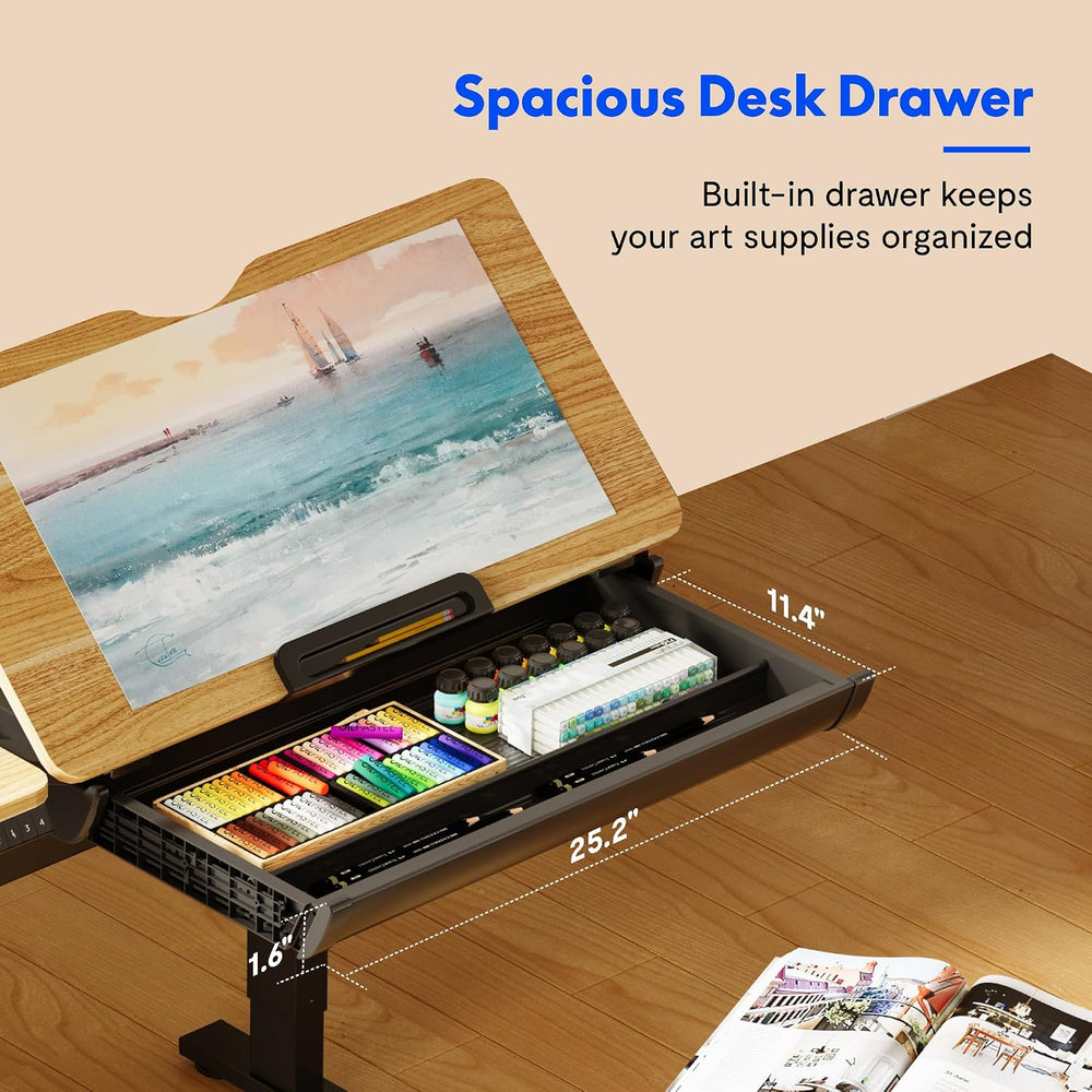 FLEXISPOT Electric Drafting Table Adjustable Height 47.2"x23.6" Sta...