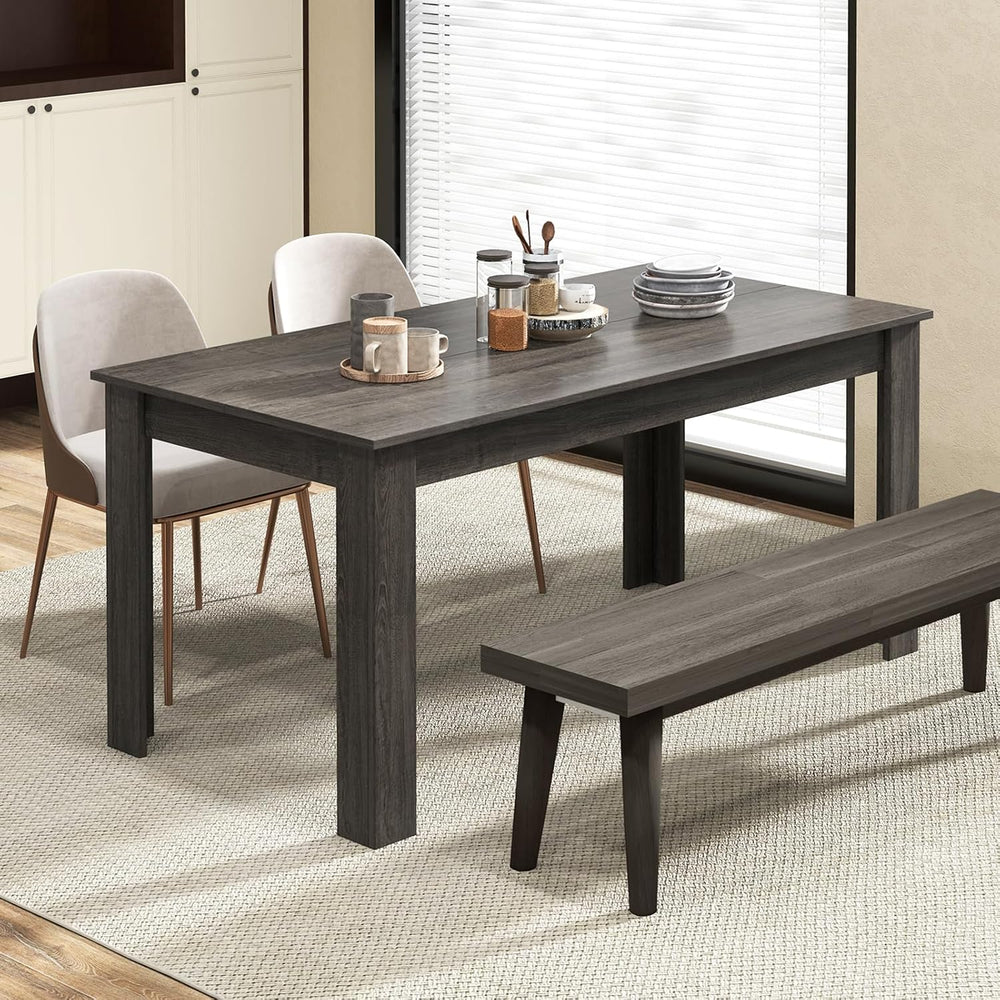 63“ Large Dining Table for 4-6 People, Rectangular Dining Room Table, Wooden ...
