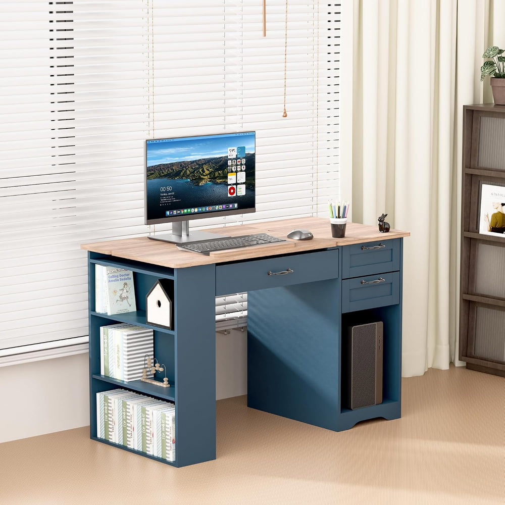Drafting Table with Storage Cabinet & Drawers, Adjustable Drawing Desk wi...