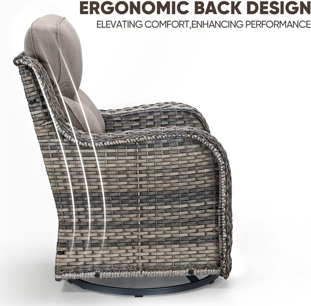 Swivel Patio Chairs sofa Set of 2 with 6" Thick Cushion - Wicker Outdoor...