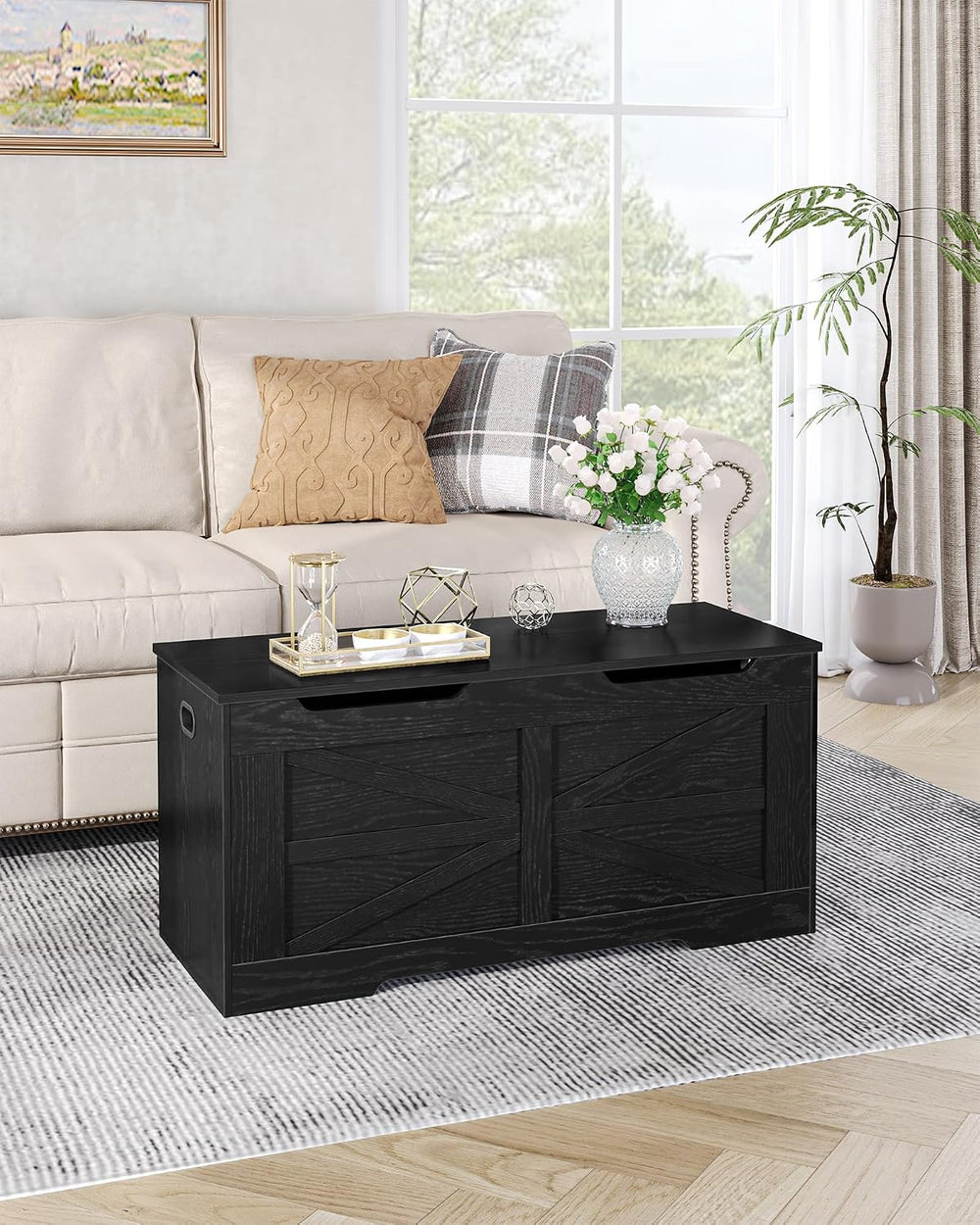 Hzuaneri 39" Modern Storage Chest | 50 Gal | 330lb Seat | Black | Soft-C...