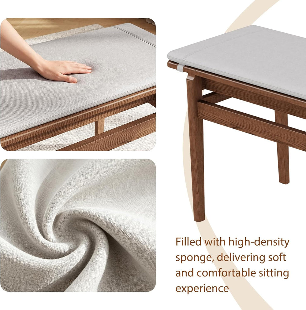 Solid Wood Dining Bench 55'’ Indoor End of Bed Upholstered Bench for Entr...