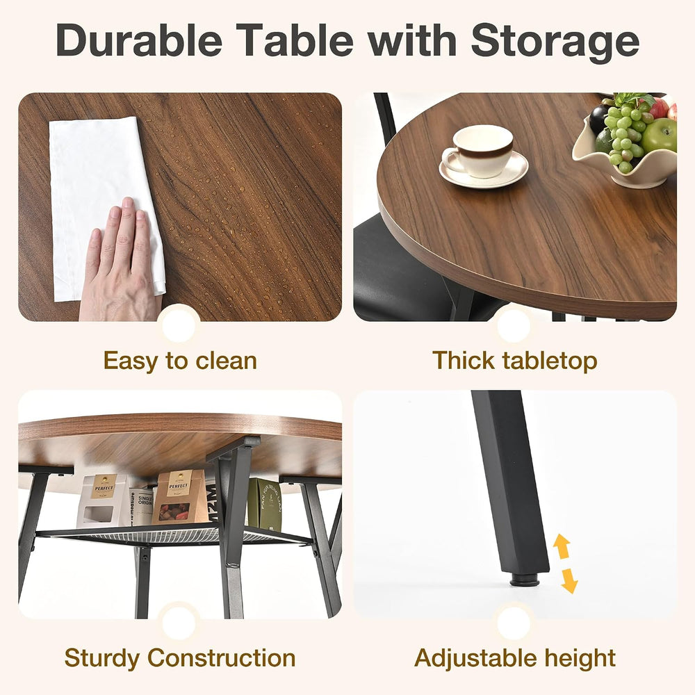 Pamapic Round Dining Table Set for 4, Kitchen Table and Chairs for 4, Dining ...