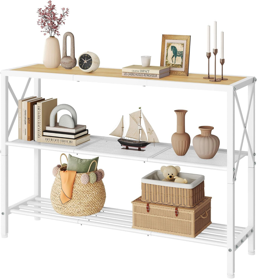 Hoctieon Industrial Console Table, 3 Tier Entryway Tables, Hallway Desk, Narr...