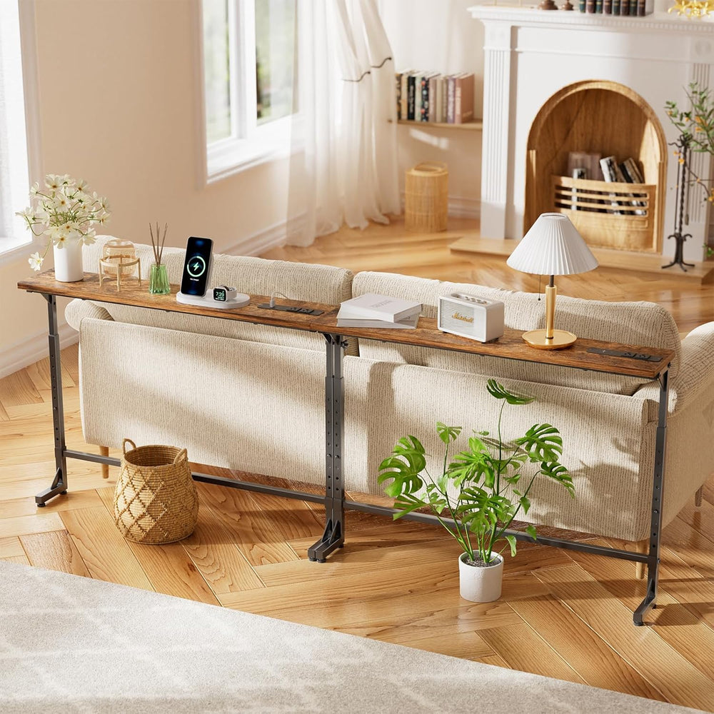 Simple Trending 78.75” Console Table, Narrow Behind Couch Table, Adjustable S...