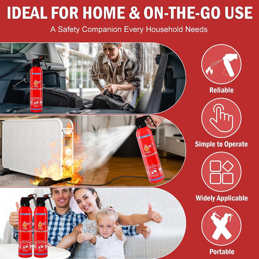 6 Pack ABC Dry Chemical Fire Extinguisher - Portable Fire Spray with Mounting...