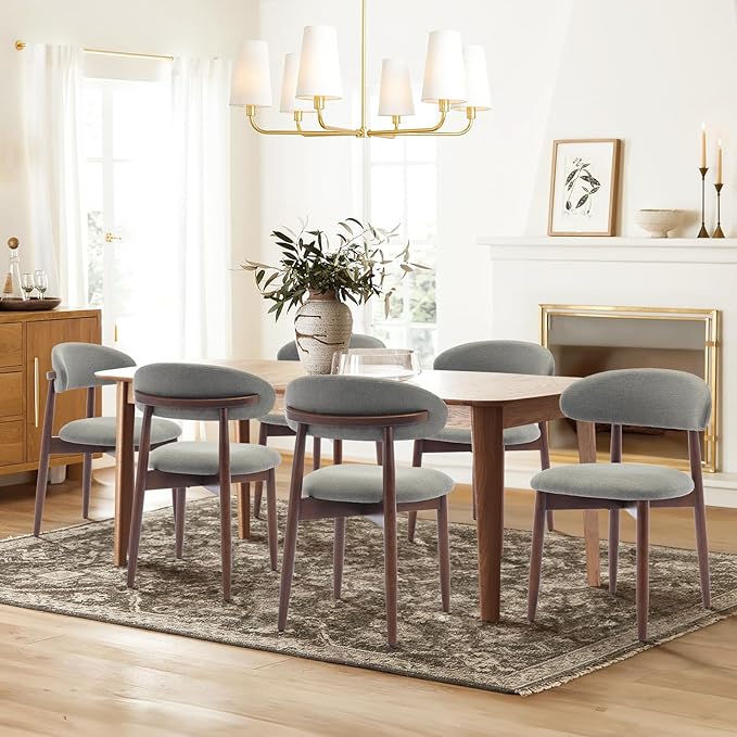 COLAMY Wooden Dining Room Chairs Set of 2, Modern Upholstered Fabric Dining C...