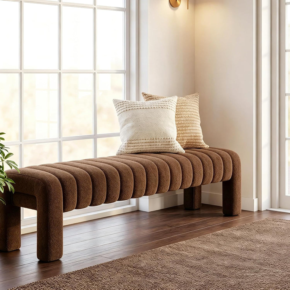 63" Bedroom Bench, Upholstered Entryway Bench, Modern End of Bed Ottoman...