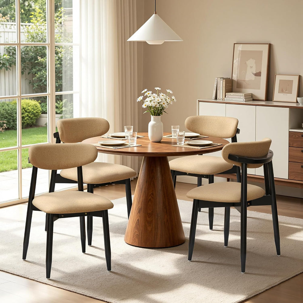 CHUN YI Dining Chairs Set of 4, Upholstered Wooden Dining Room Chairs with Er...