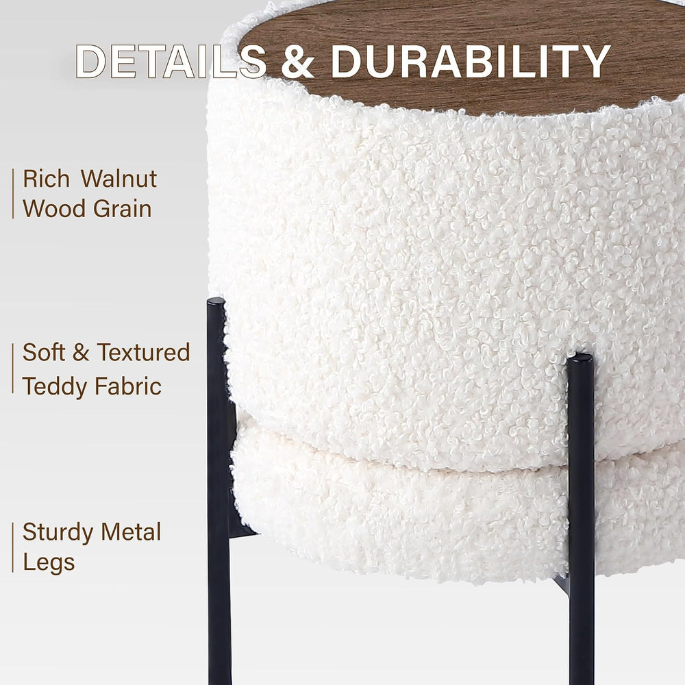 Get Set Style Multifunctional Ottoman with Side Table, Soft Round Footrest St...