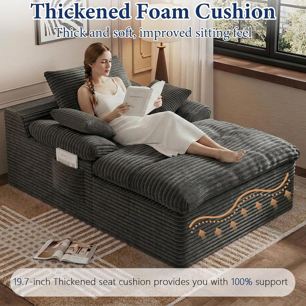 65" Chaise Lounge Chair Indoor, Oversized Chaise Lounge | No assembly | ...