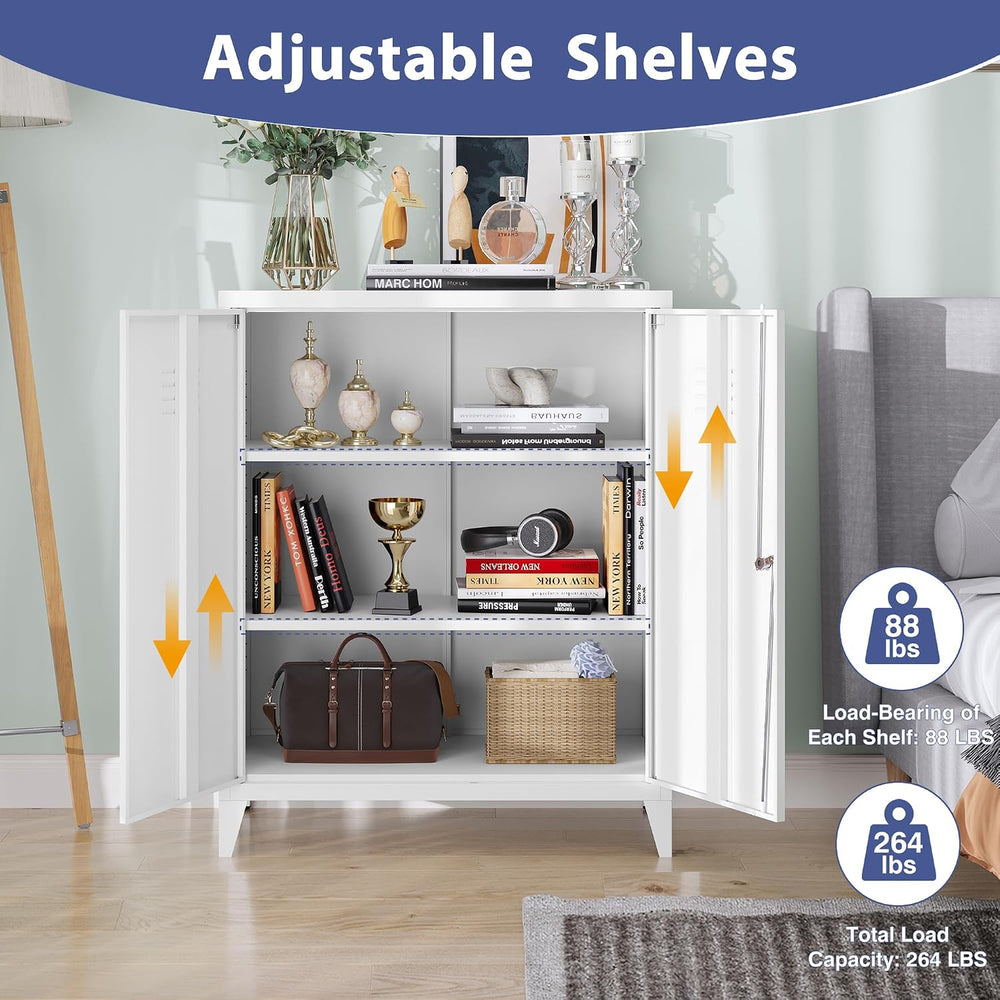 Metal Storage Cabinet,Home Office Cabinet with Doors and Adjustable Shelves,L...