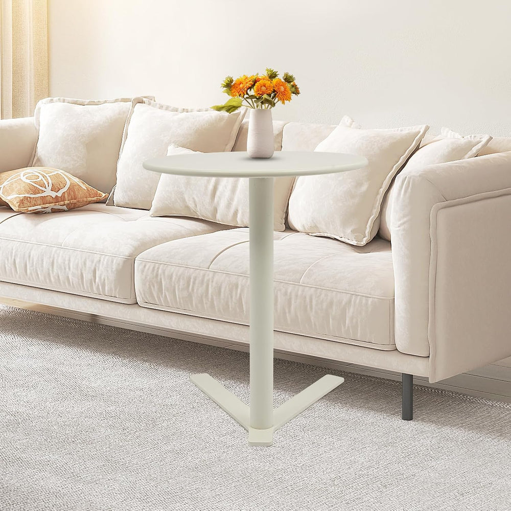 Metal Round Side Table, Modern C Shaped Couch End Table Small Metal Coffee Ta...
