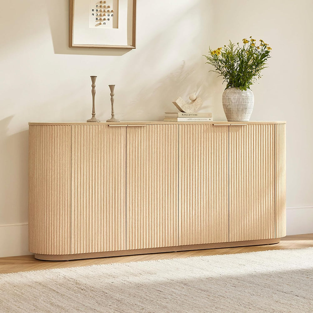 CHITA 70" Sideboard Buffet Cabinet with Storage, Fluted Cabinet with Doo...