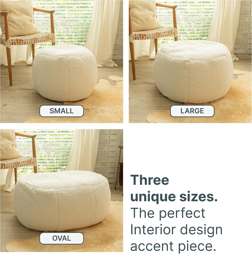 Jaxx Ellis Ottoman Shearling Faux-Lamb Plush Pouf for Modern Interior Design,...