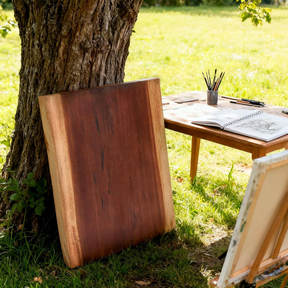Square Teak Wood Slice Slab Side Table Top 17.7"x17.7"x1.96" L...