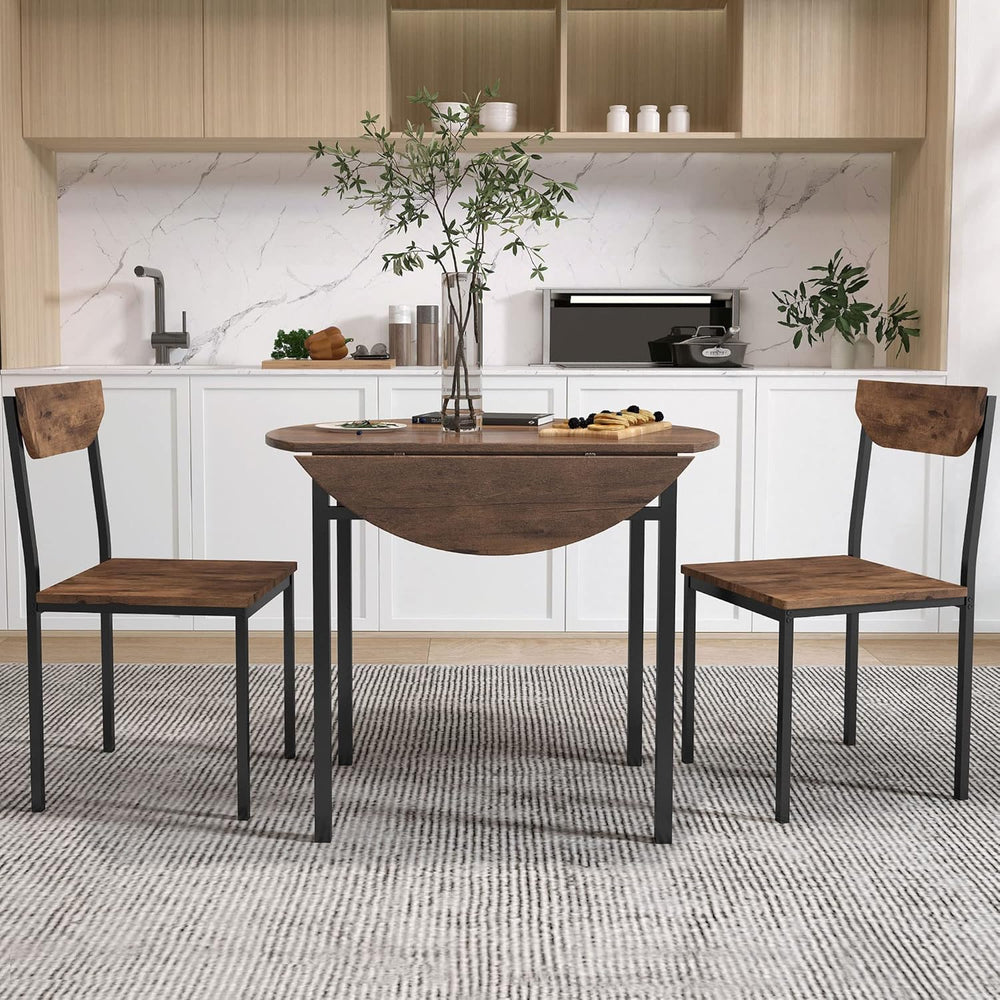 Merax 3-Piece Foldable Dining Table Set for 2 with Drop Leaf Tabletop and Two...