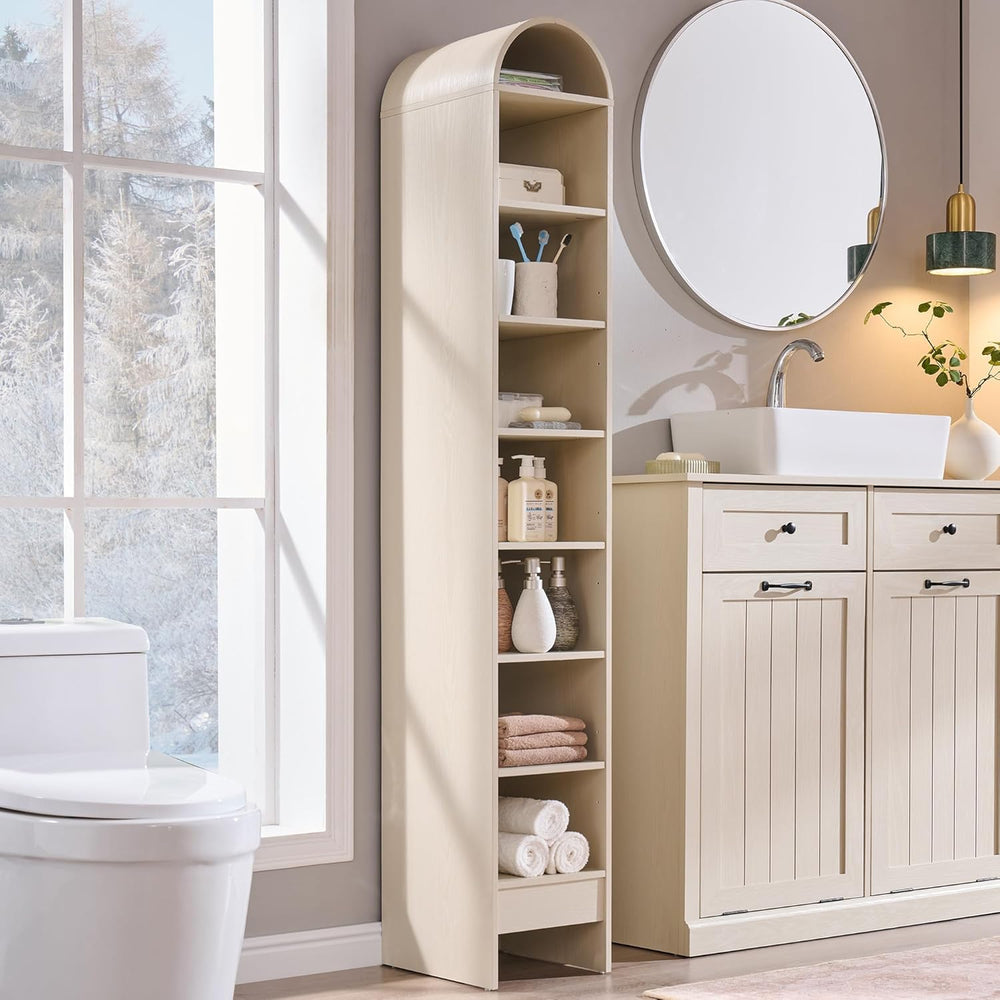 IFBUY 67" Tall Arched Bathroom Storage Cabinet, 8-Tier Modern Farmhouse ...