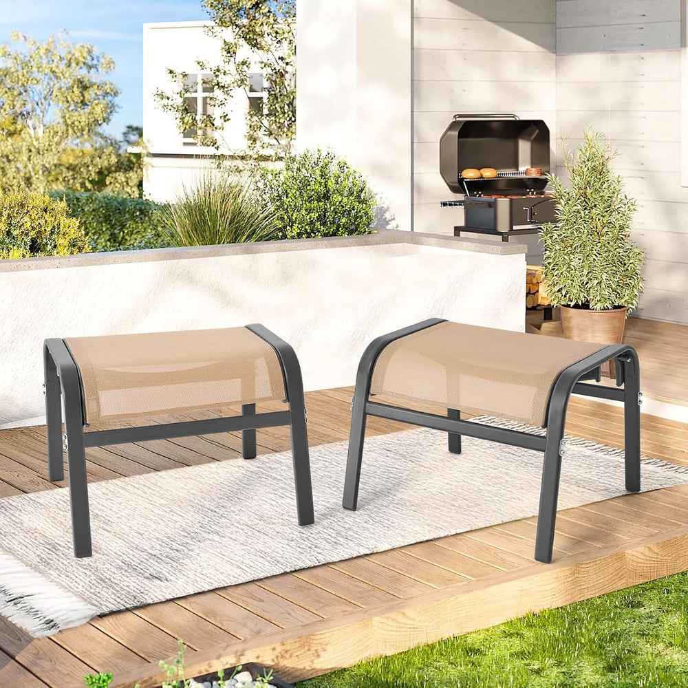 ONBRILL Outdoor Ottoman Set of 2, Oversized Outdoor Foot Rest, Beige | Stacka...