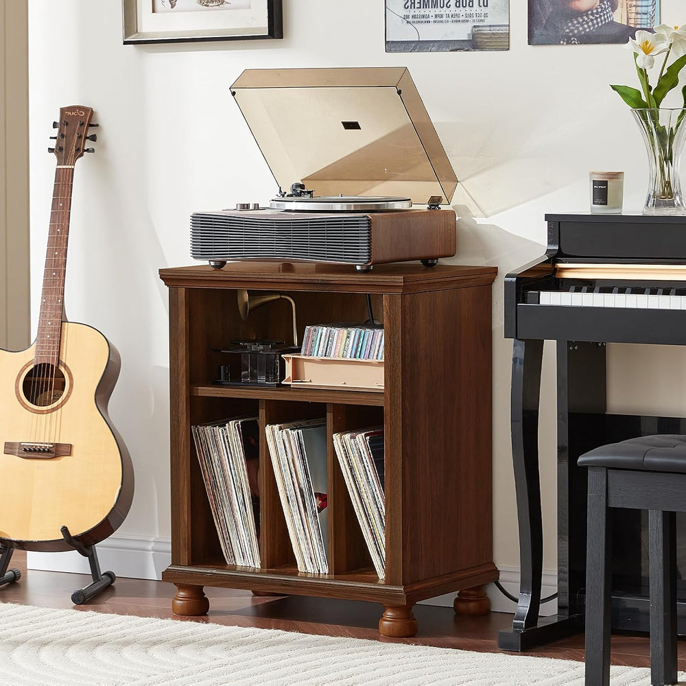 Joaxswe Record Player Stand with Charging Station Up to 200 Albums, 24" ...
