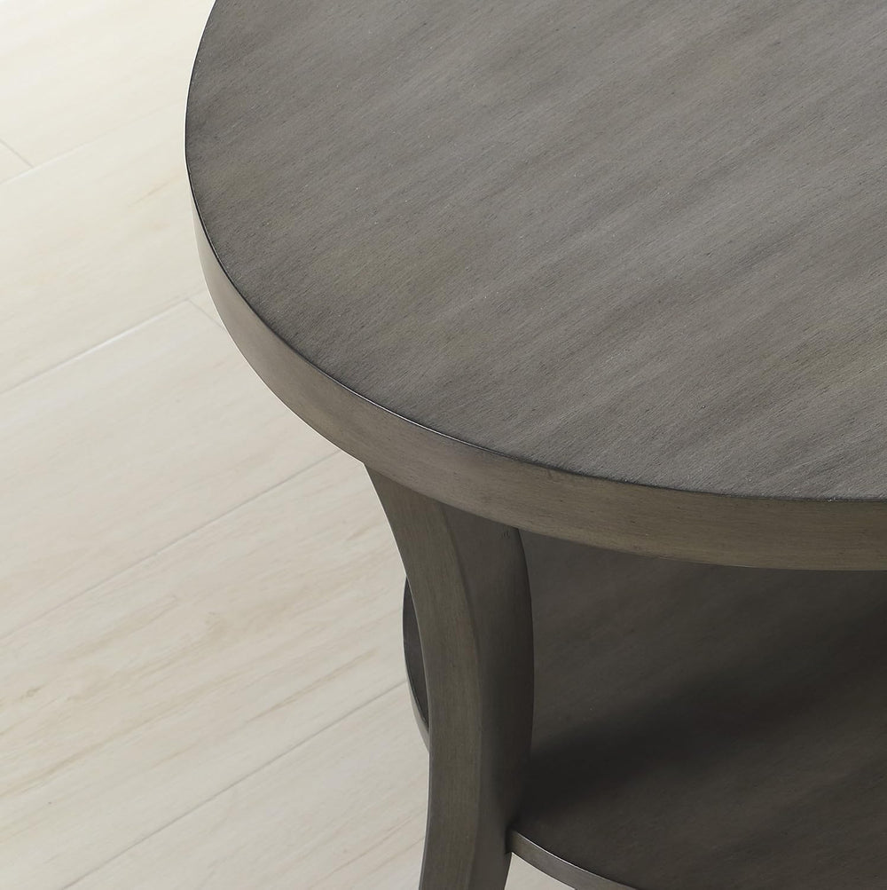 Roundhill Furniture Perth Contemporary Oval Shelf End Table, Gray