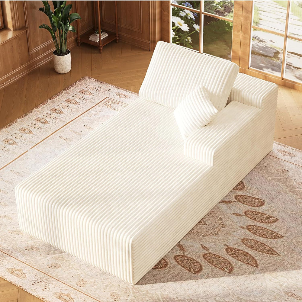 67" Sofa Bed, Chaise Lounge Chair, Plush Corduroy Upholstered Sofa Couch...